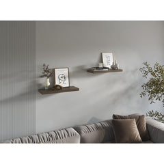 Floating Shelves, Dark Brown, 2 Shelves, 1.50" H