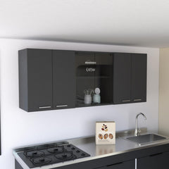 Archive Wall Cabinet Peoria, Four Interior Shelves, Black Wengue Finish