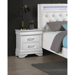 Modern Sleek Bedside Table White 1pc Nightstand Bedroom Furniture Accent Handles Spacious Drawers
