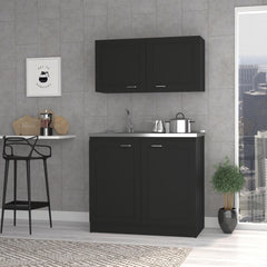 Olympus Cabinet Set, Two Shelves Black