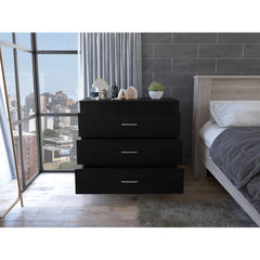 Nirvana Three Drawer Dresser, Superior Top, Metal Hardware -Black