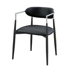 Jupiter Black Synthetic Leather Arm Chair (Set of 2)