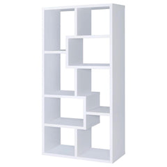 8-shelf White Geometric Bookcase