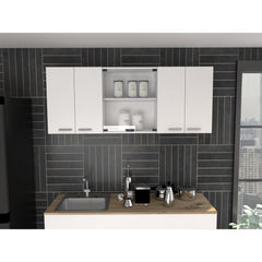Sanctuary 59-inch Two Center Glass Doors Wall Cabinet White