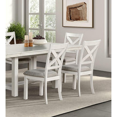 Rustic White Oak Farmhouse 2pcs Dining Chairs Cross Back Wooden Cushion Seat Kitchen Dining Room Furniture