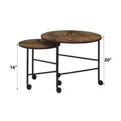Paradise Vintage Oak Finish Nesting Table Set