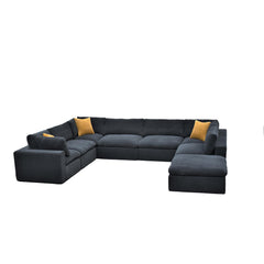 Coffee Bean Like Upholstery Full Compressed Modular Sectional with Toss Pillows