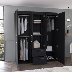 Planet Wardrobe, Multi-Section Storage with Hanging Rods, Shelves, and 2 Drawers