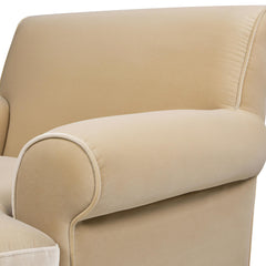 Polyxena 38" Lawson Accent Arm Chair Metal Casters, Fawn Brown Performance Velvet