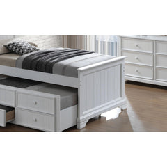 Transitional Style Capital Twin Bum Bed White Finish Headboard And Footboard Panel Trundle With 3 Storage Drawers Mortise & Tenon Joint