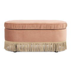 Tale 38" Oval Storage Bench Ottoman, Peach Orange Velvet
