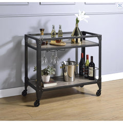 Epimetheus Rustic Oak & Charcoal Finish Serving Cart
