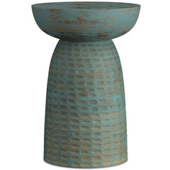 Comet 13 inch Solid Mango Accent Table in Teal Wash