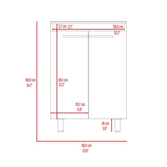 Cassandra 24" Floor Cabinet, Double Door, Two Shelves -White