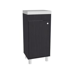 Hector Freestanding Bathroom Vanity With One Door, Two Shelves, Resin Sink Base Cabinet, Black