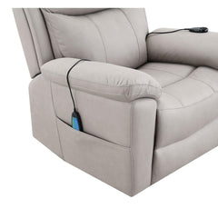 Camelot Light Gray Polished Microfiber Power Motion Recliner with Lift, Heating & Massage Chair