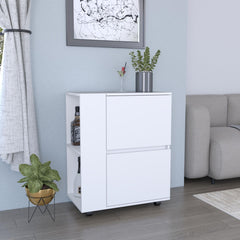 Aegisthus Bar Cart Two Pull-Down Door Cabinets and Two Open Shelves