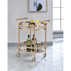 Menelaus Clear Glass & Rose Gold Finish Serving Cart