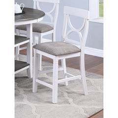 Mercury Height Dining Table w Storage Shelve 4x Chairs Padded Seat Unique Design Back 5pc Dining Set White Color