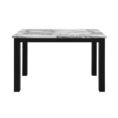 Odyssey White and Black Dining Table and (4) Grey Dining Chairs
