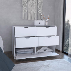 Utopia 4 Drawers Dresser, 2 Cabinets -White