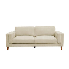 Corduroy Upholstered Square Arm Sofa with Wooden Legs