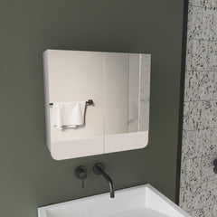 Achilles Mirror Medicine Cabinet with Interior Shelves, Modern Bathroom Storage Solution And Organizer, White