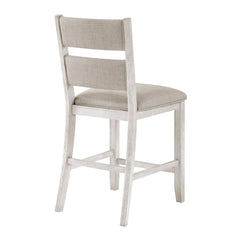 Modern Farmhouse Counter Height Chairs Set of 2 Antique White Finish Upholstered Seat Back Dining Furniture