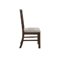 Traditional Classic Dining Side Chairs 2pc Set Rustic Brown Finish Padded Seat Cushion Gray Strong Durable Dining Furniture