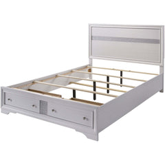 Contemporary White Color Panel Headboard 1pc King Size Bed w Drawers Beautiful Bedroom Furniture