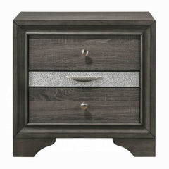 Contemporary Gray Finish Storage Drawers Nightstand Wooden Bedroom Furniture 1pc