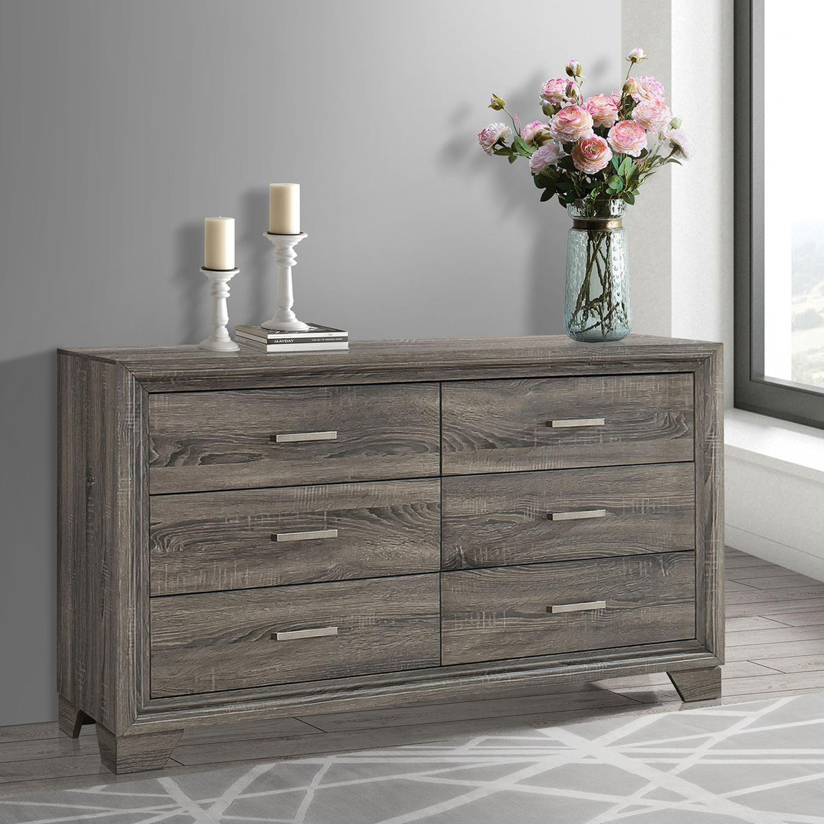 Hestia Brown Oak 6-drawer Dresser Cabinet