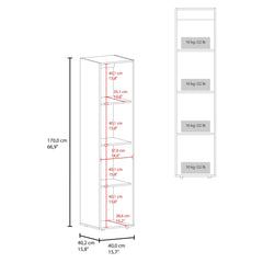 Home Linen Freestanding Tall Cabinet with Single Door and 4 Horizontal Storage Shelves, Cabinet for Bathroom, Bedroom or Laundry Room