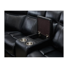 OLYMPUS BLACK LEATHER SECTIONAL
