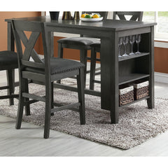 Modern Contemporary Dining Room Furniture Chairs Set of 2 Counter Height Chairs Gray Finish Wooden High Chair X Back Design Cushion Seat