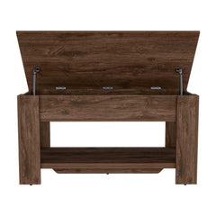 Storage Table, Four Legs, Lower Shelf, Dark Brown