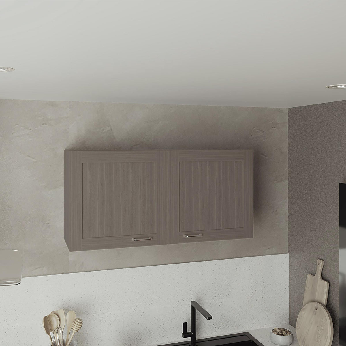 Olympus Wall Cabinet, Double Door, Wide, One Shelf, Kitchen, Storage Cabinet, Light Gray