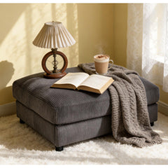 Corduroy Upholstered Rectangle Ottoman