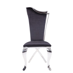 Zenith Black Fabric & Stainless Steel Side Chair (Set of 2)
