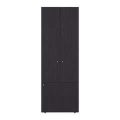 Home 3 Door Closet System with Hanging Rod for clothes and interior Shelves, Manufactured Wood Freestanding Bedroom Storage, Utility Room or Laundry Room Furniture, Black