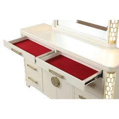 Lyric 8-Drawer Dresser with side LED lightning made with Wood in Beige (INCLUDES DRESSER ONLY)