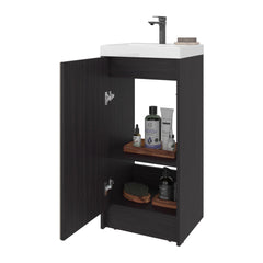 Summit Floorstanding Bathroom Vanity and Cabinet with Resin Sink, Compact Bathroom Storage with One Door and 2 Interior Shelves