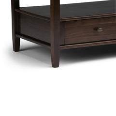 Warm Shaker Solid Wood 48 inch Wide Transitional Coffee Table in Tobacco Brown