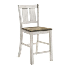 Antique White Finish Solid wood Farmhouse Design Kitchen Set of 2pc Counter Height Dining Chairs Slat Back Chairs Dining Room