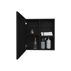 Pandora 21.1" H x 19.7" W Mirror Medicine Cabinet, One door with Four interior Shelves for Bathroom, Kitchen Black