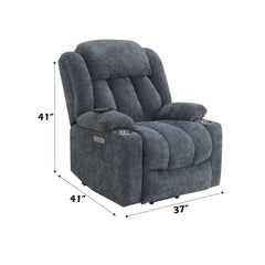 Aura Blue Chenille Power Motion Recliner with Lift, Heating & Massage Function