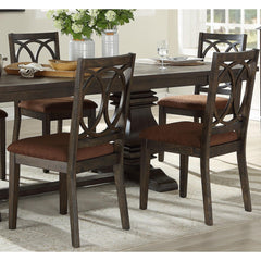 Classic Transitional Style Dining Chairs 2pc Set Espresso Finish Wood Frame Brown Seat Upholstery Dining Furniture