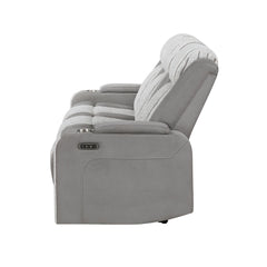 Epic Grey Power Reclining Sofa with Power Headrest, LED and Drop Down Table with reading Light