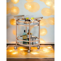 Menelaus Clear Glass & Rose Gold Finish Serving Cart