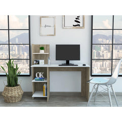 Eternity 120 Writing Desk , Four Shelves -Light Oak / White